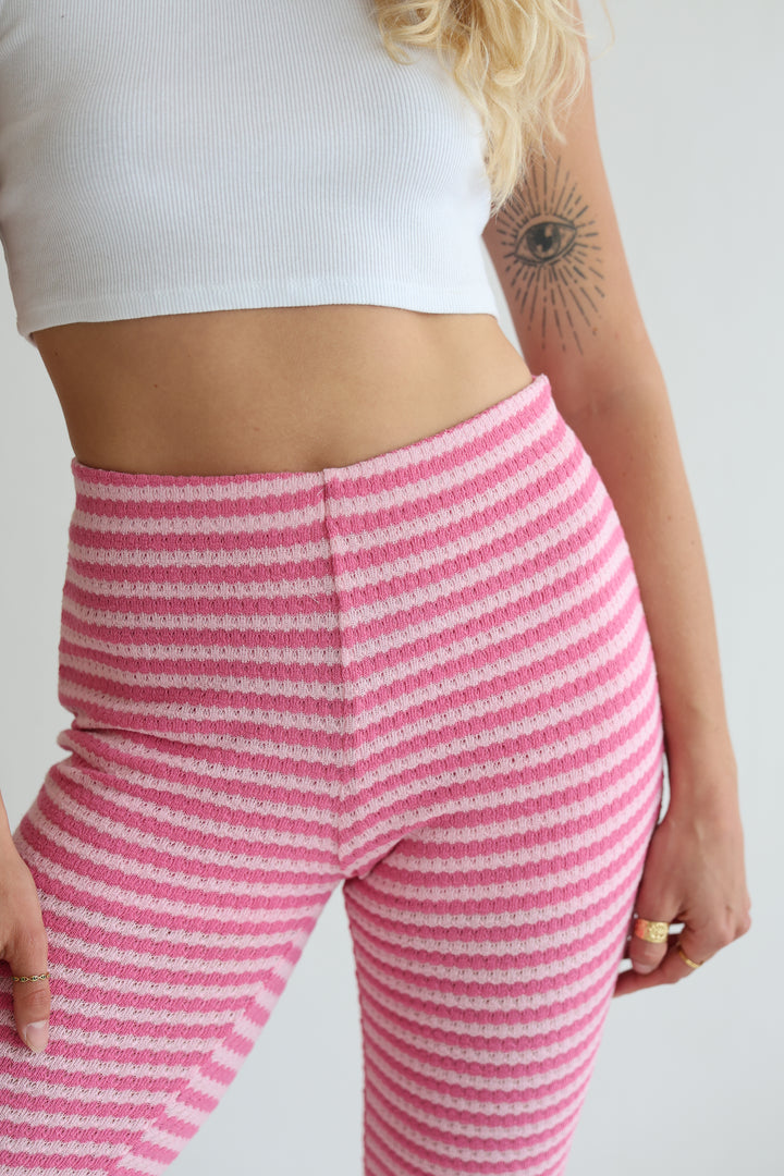 Striped Knit Flared Pants