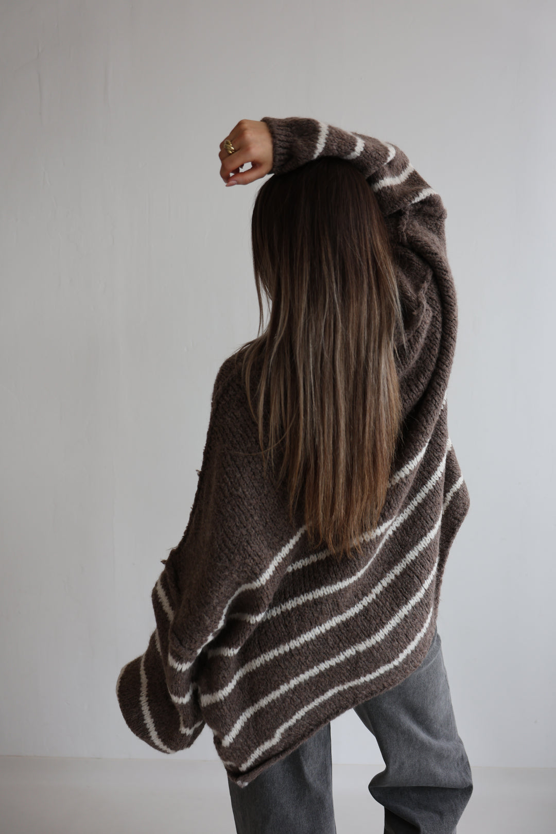 Oversize Strickcardigan Half Stripes