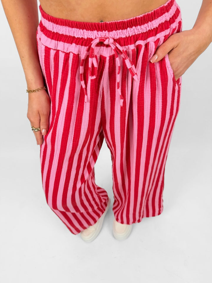 Gestreifte Musselinhose Cool Fit