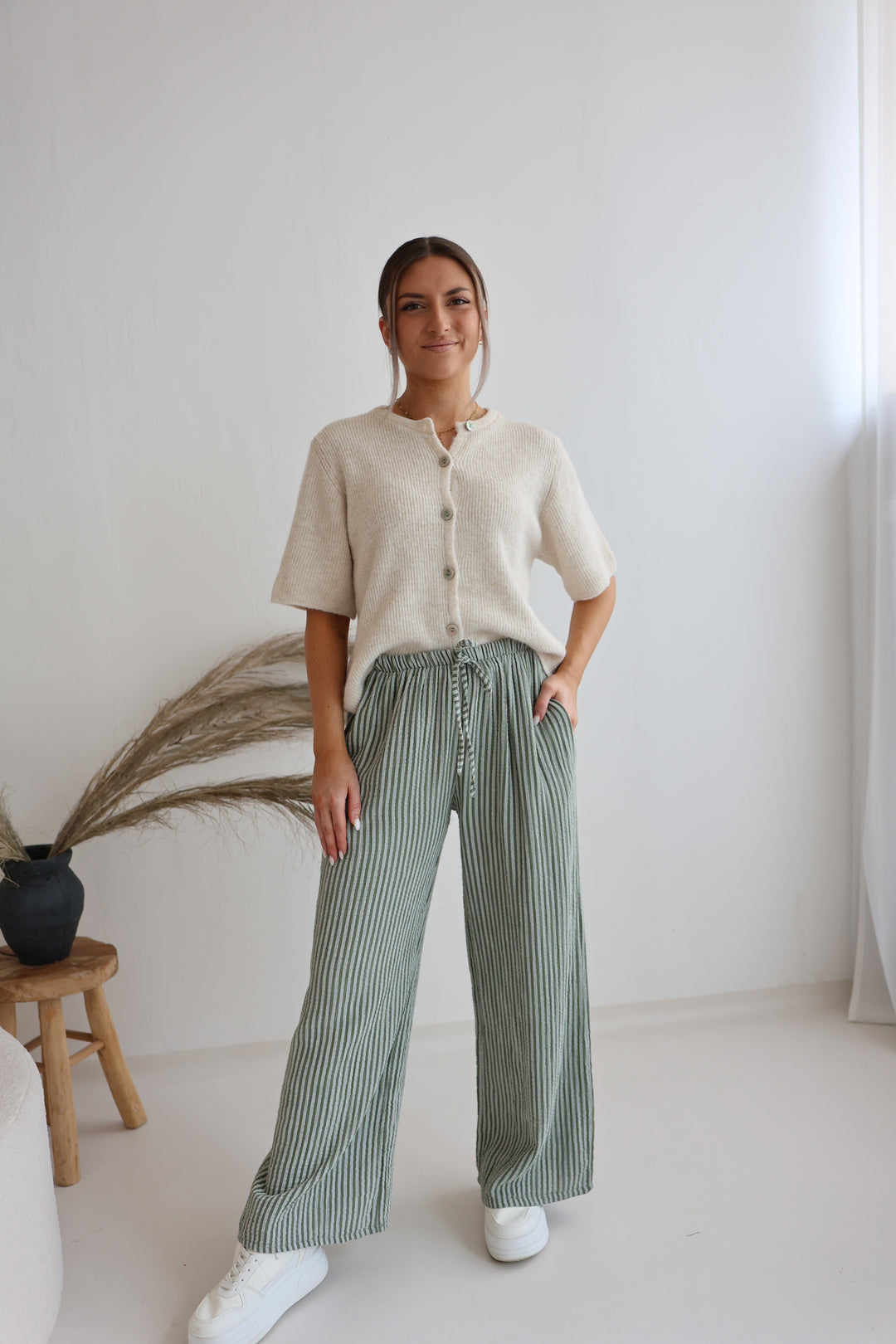Lange Musselinhose mit Streifen Little Lines