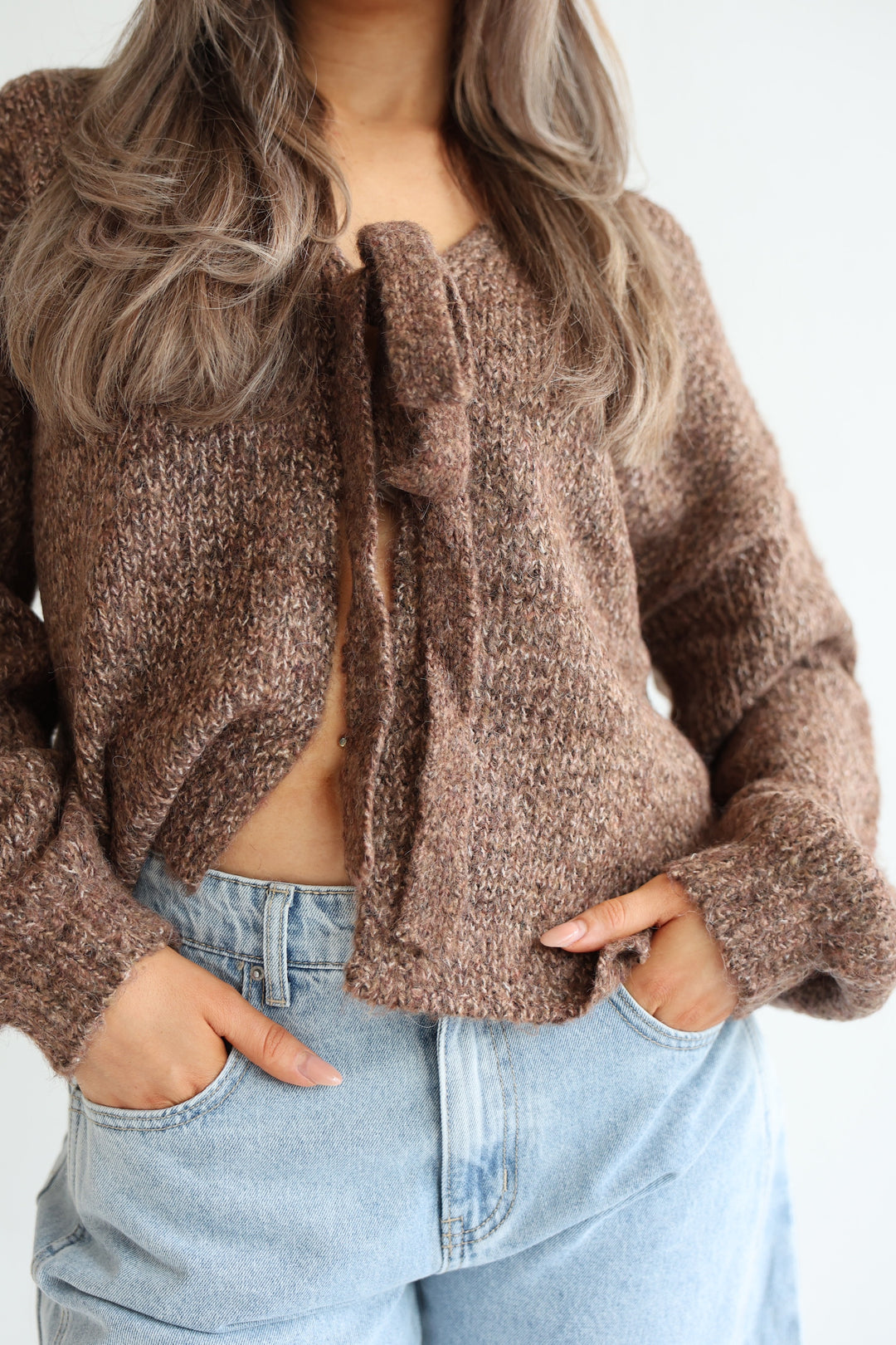 Knit Bow Cardigan Lanea
