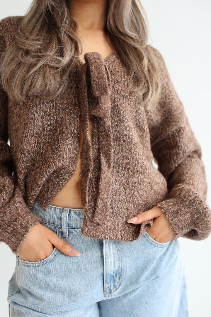 Knit Bow Cardigan Lanea