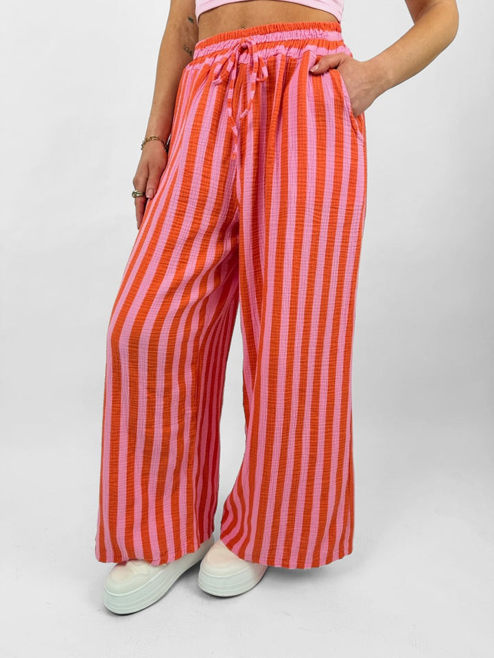 Gestreifte Musselinhose Cool Fit