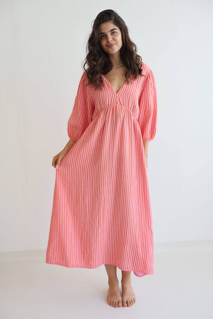 3/4 Arm Musselinkleid Summer Striped