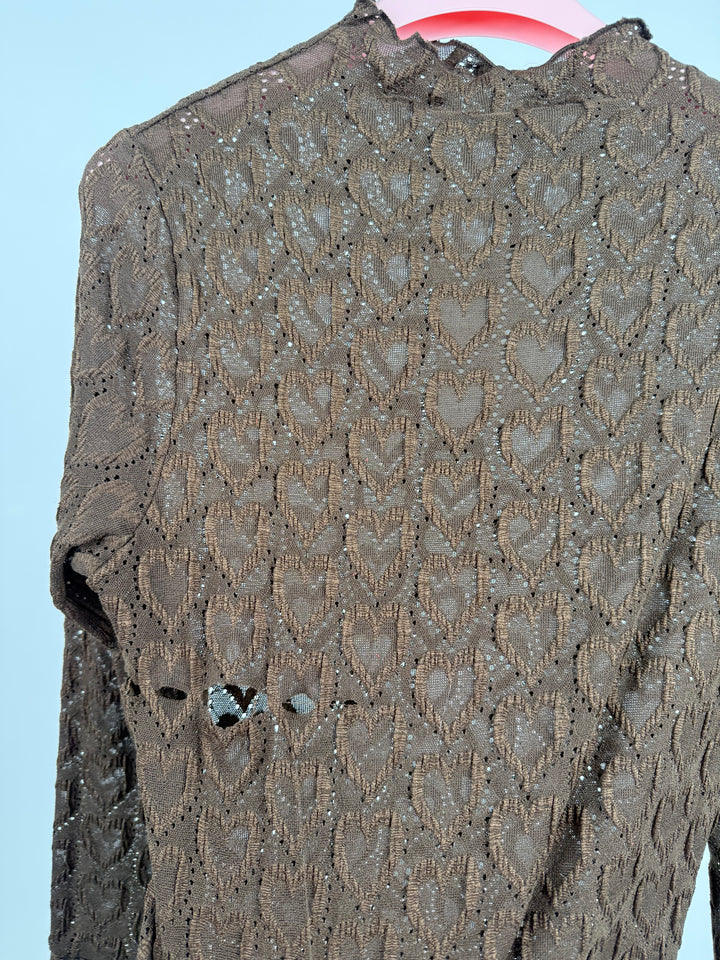 SPITZENLONGSLEEVE HEARTFUL CHOCOLATE GR. M/L (B-WARE)