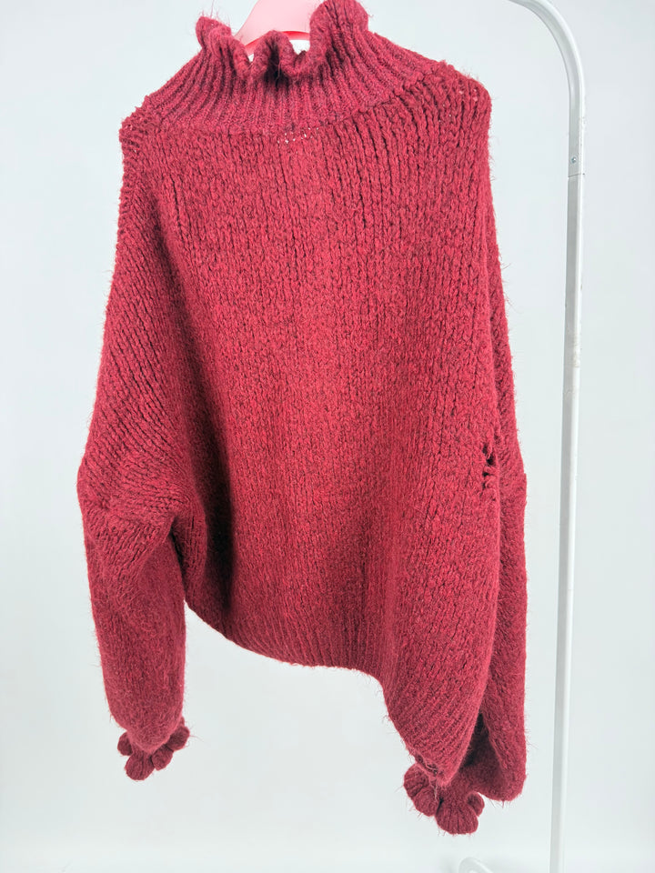 CARDIGAN MIT RÜSCHEN MELLI BORDEAUX (B-WARE)