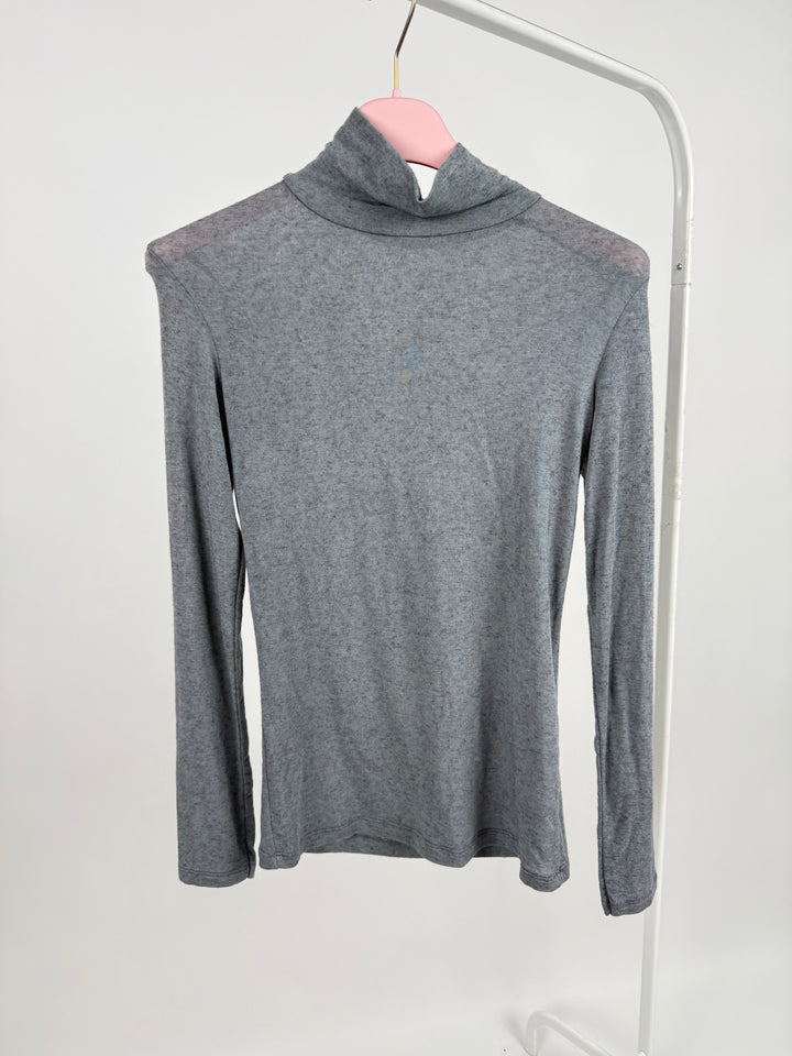 CASHMERE LONGSLEEVE mit KRAGEN LILIANA GRAU (B-WARE)
