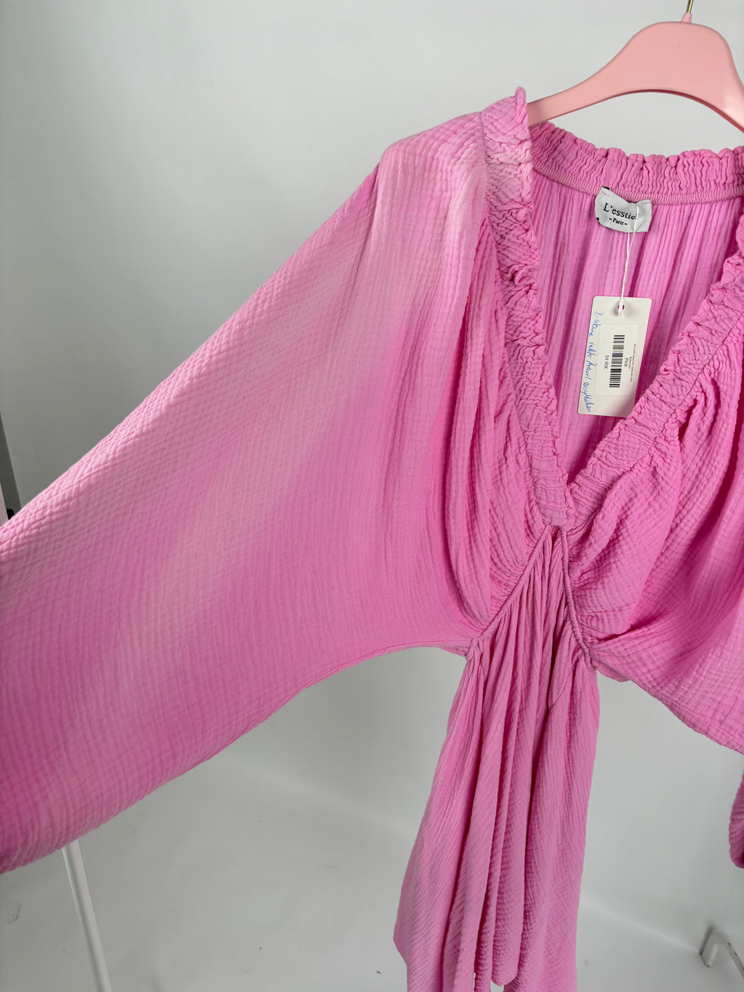 MUSSELINKLEID MIT BALLONÄRMELN BOHEMIAN PINK (B-WARE)