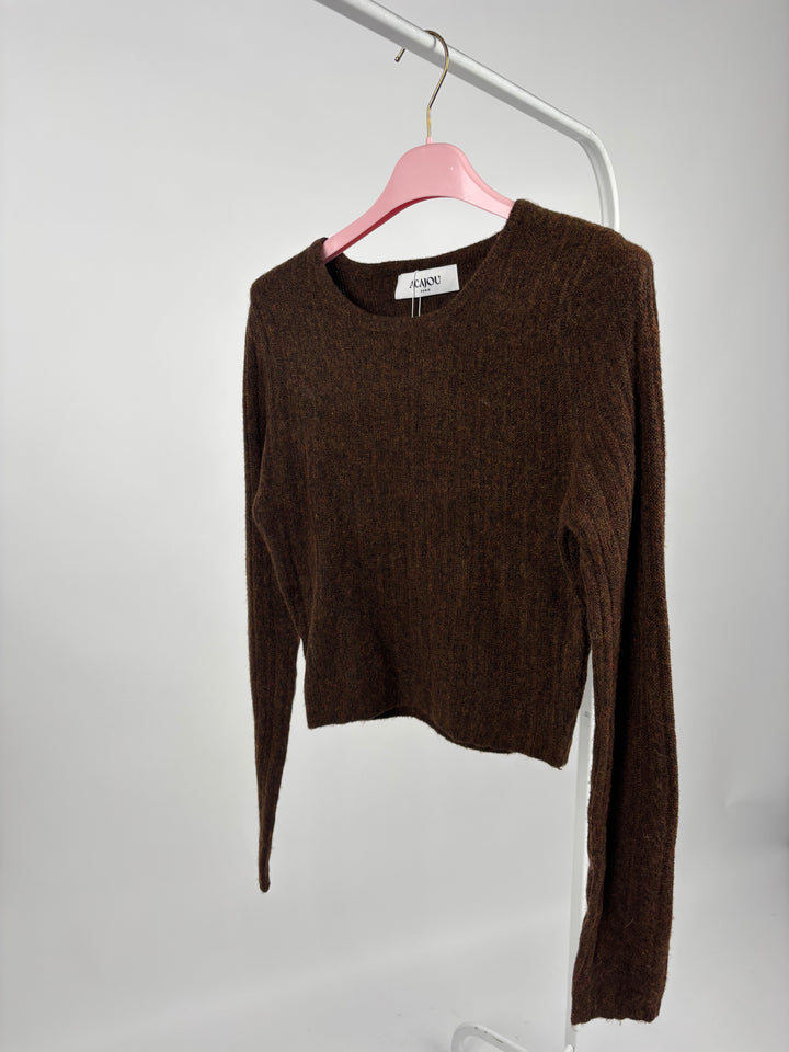 GESTRICKTES LANGARMSHIRT MIA BRAUN (B-WARE)