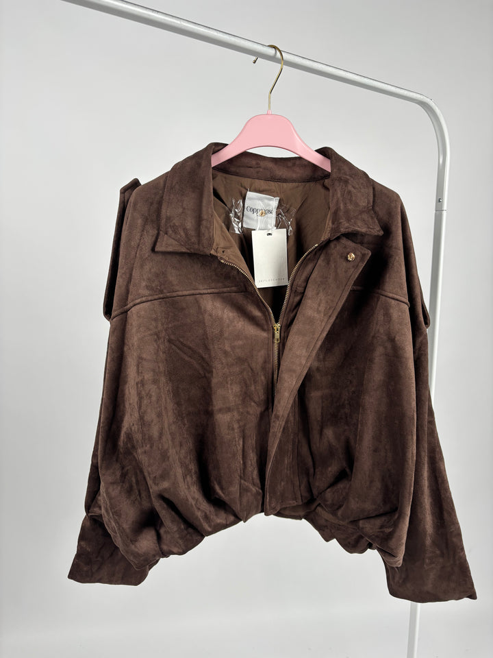HERITAGE SUEDE BOMBER JACKET CHOCOLATE GR. M/L (B-WARE)