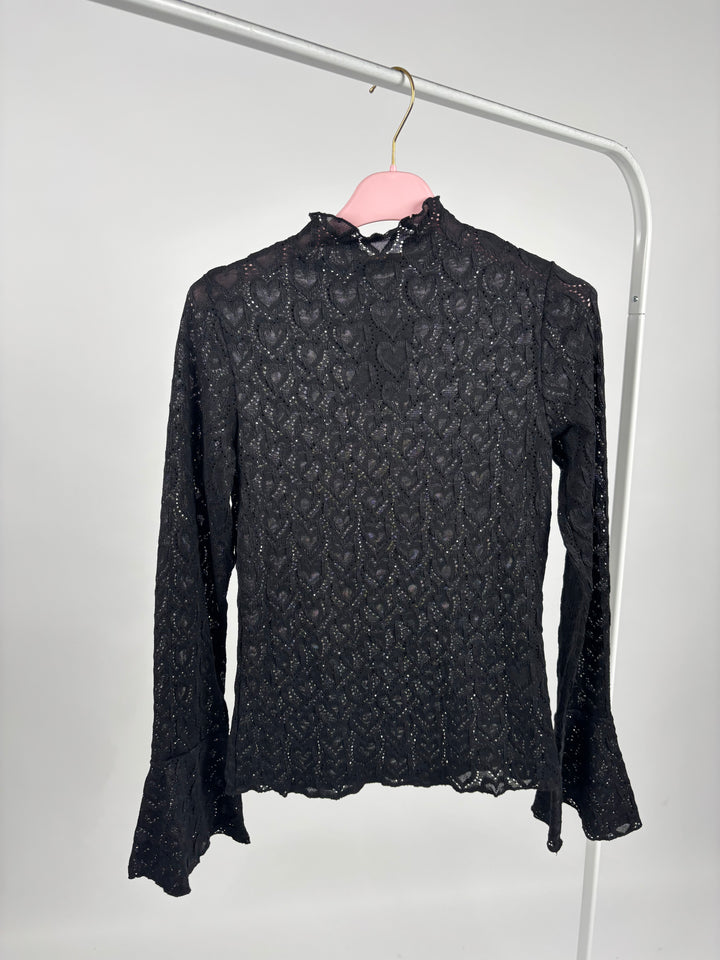 SPITZENLONGSLEEVE HEARTFUL SCHWARZ GR. M/L (B-WARE)