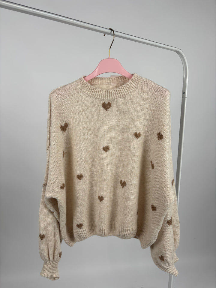 PULLOVER COZY HEART CREME (B-WARE)