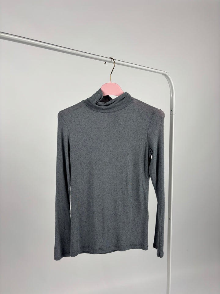 CASHMERE LONGSLEEVE MIT KRAGEN LILIANA (EINFARBIG) GRAU (B-WARE)