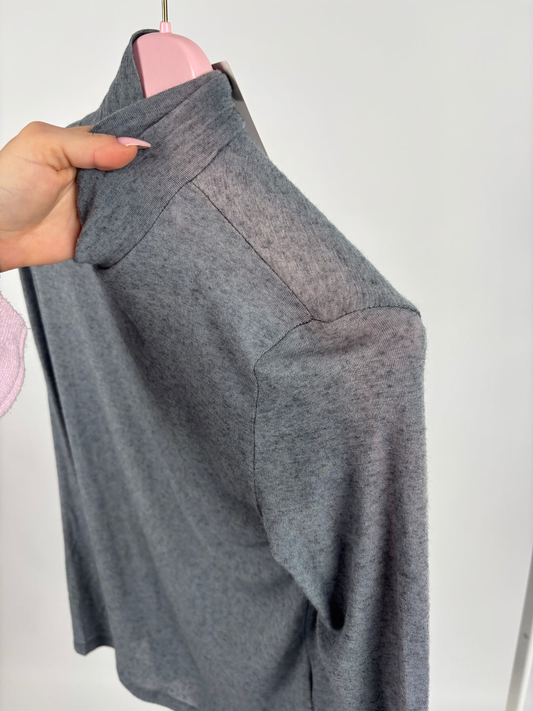 CASHMERE LONGSLEEVE MIT KRAGEN LILIANA (EINFARBIG) GRAU (B-WARE)