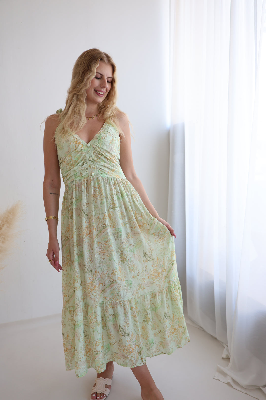 Langes Viskosekleid mit Floralprint Florenz