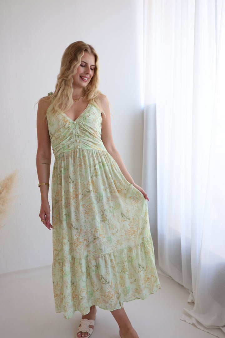 Langes Viskosekleid mit Floralprint Florenz