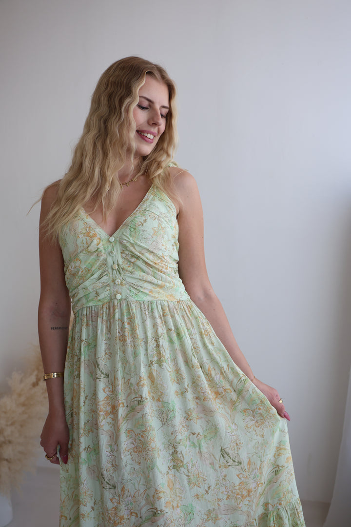 Langes Viskosekleid mit Floralprint Florenz