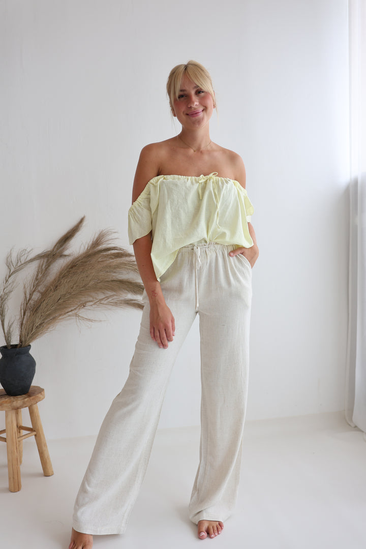 Extra Long Leinenhose mit Gummizug Chiara