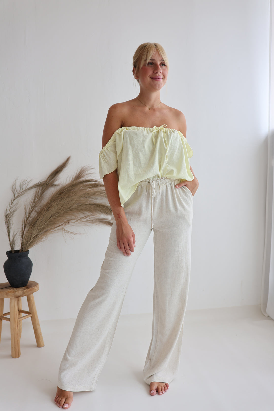 Extra Long Leinenhose mit Gummizug Chiara