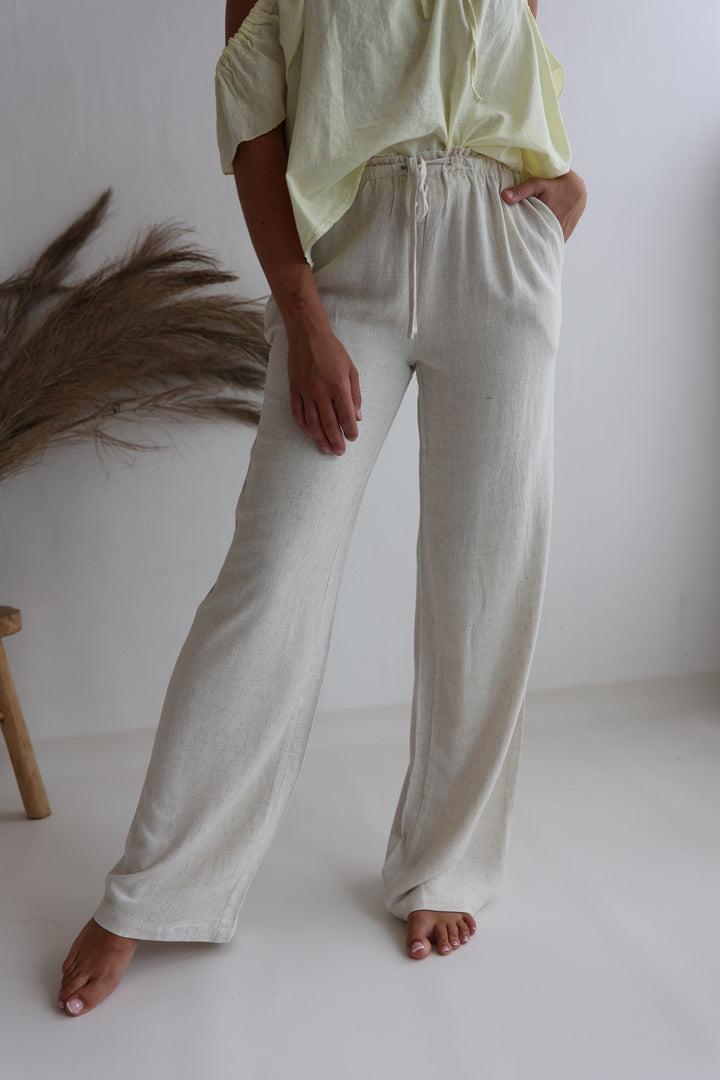 Extra Long Leinenhose mit Gummizug Chiara