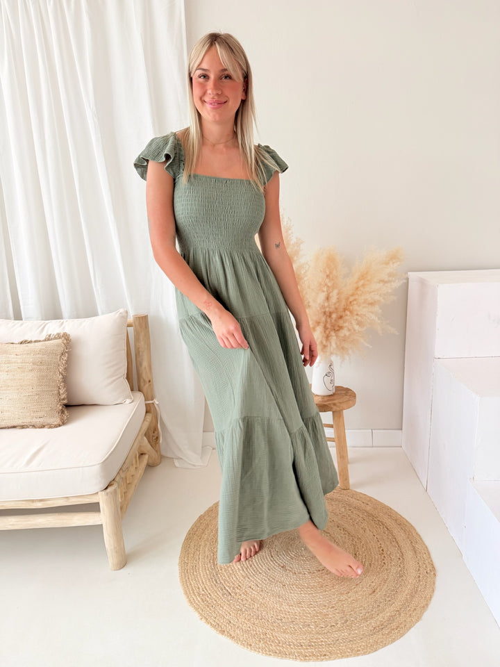 Langes Kleid mit Raffung Livia