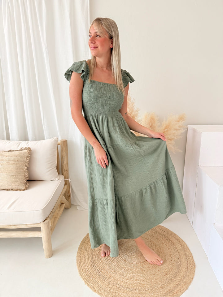 Langes Kleid mit Raffung Livia