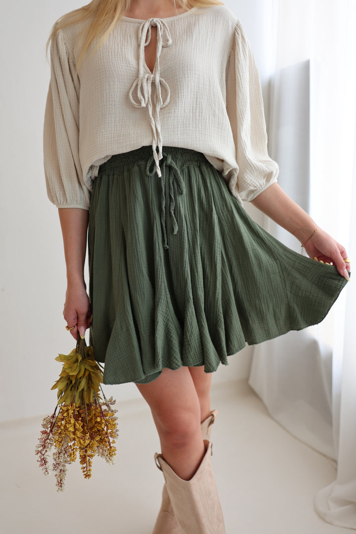 Musselinbluse mit Schleifen Linnea