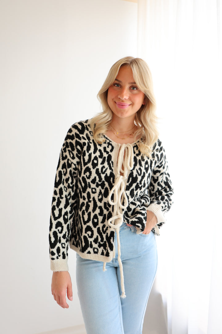 Cardigan zum Binden mit Leoprint Nira