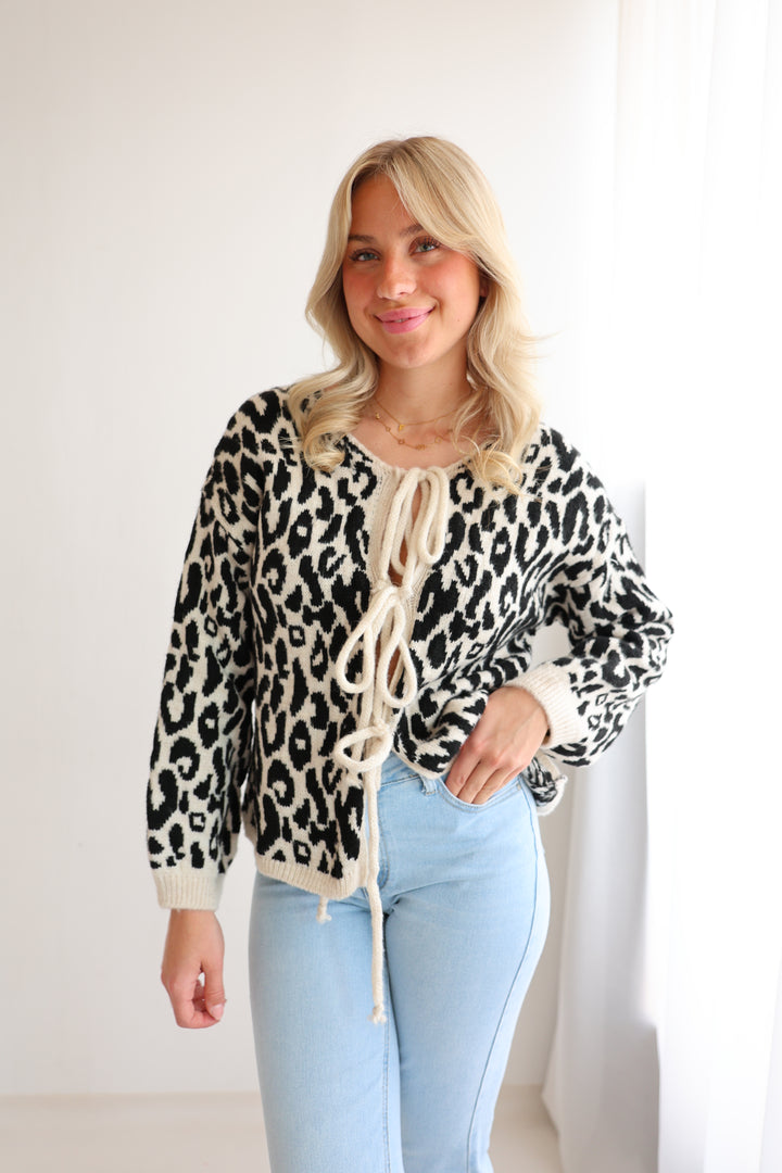 Cardigan zum Binden mit Leoprint Nira