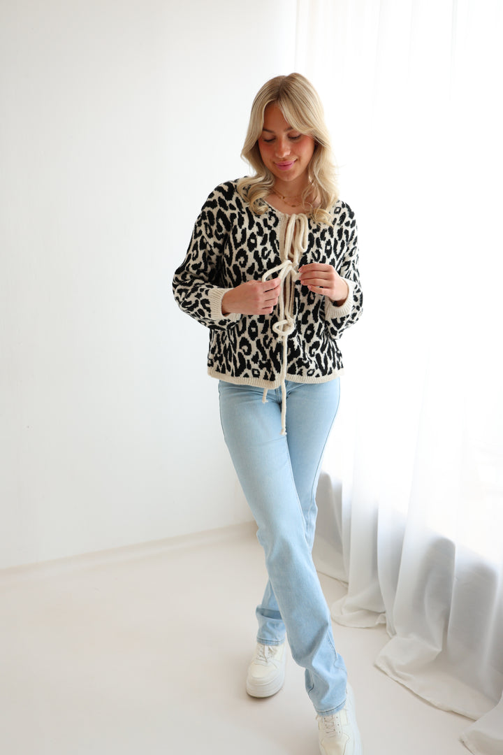 Cardigan zum Binden mit Leoprint Nira