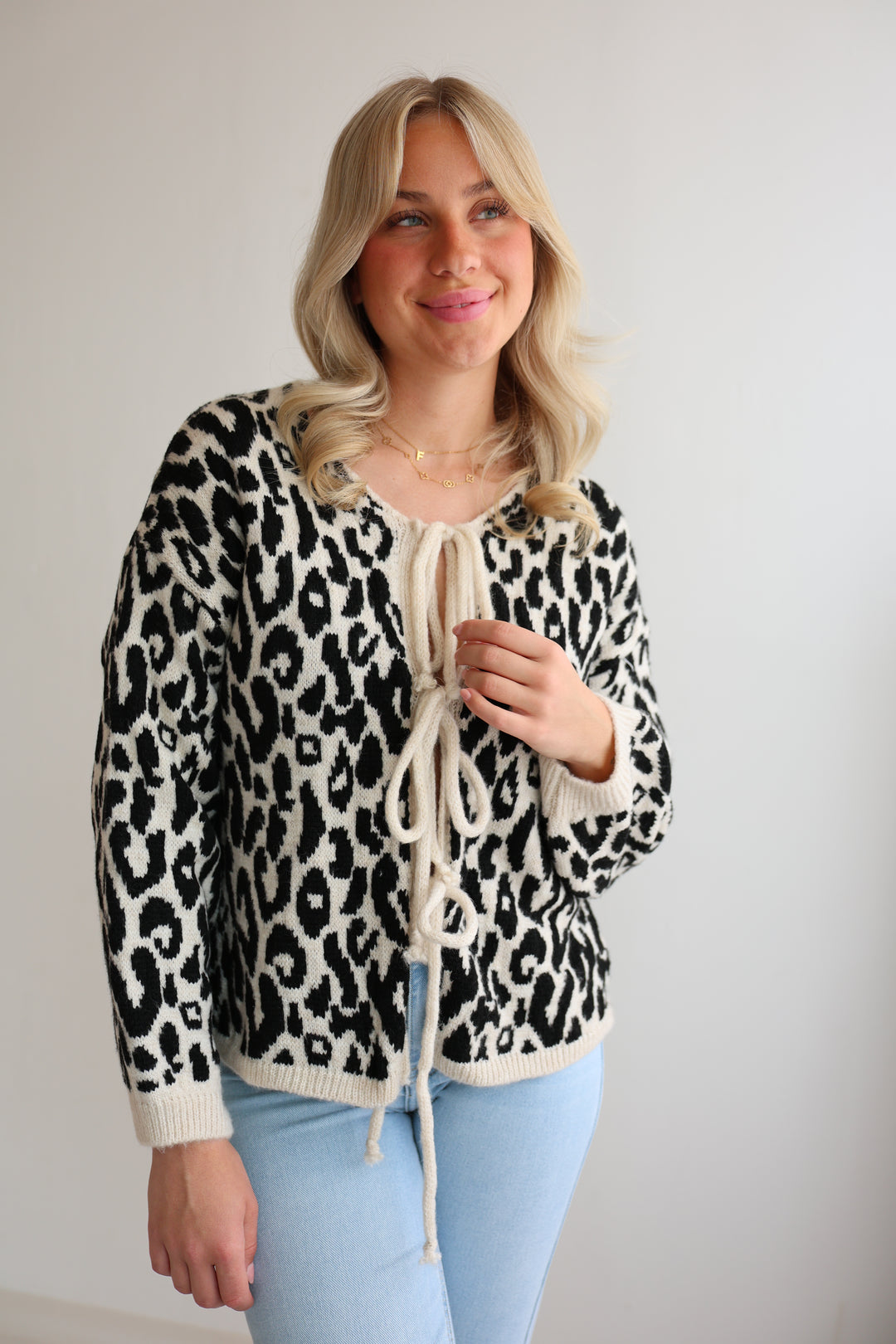 Cardigan zum Binden mit Leoprint Nira