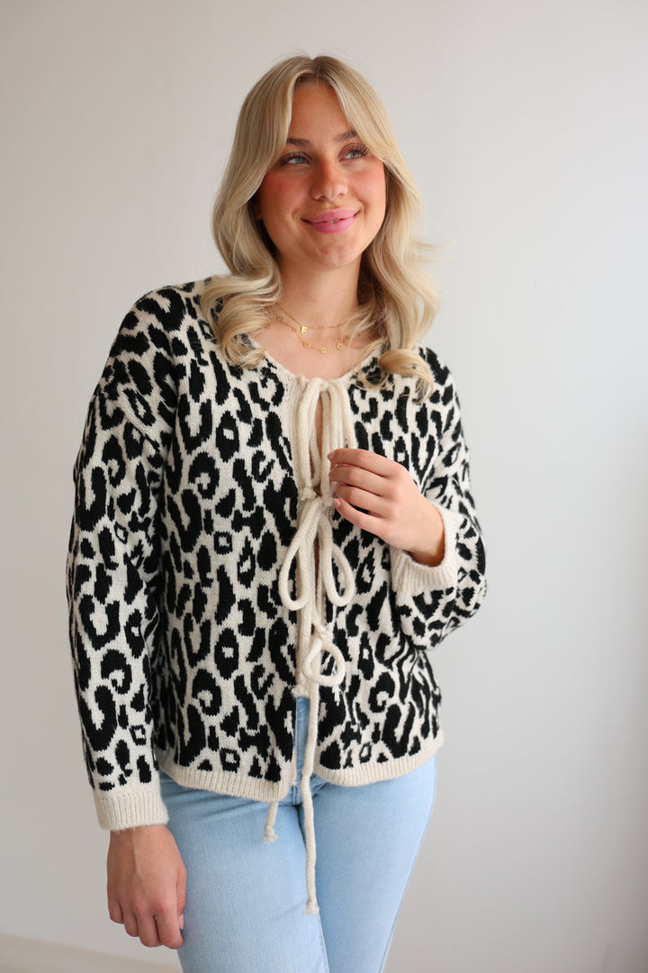 Cardigan zum Binden mit Leoprint Nira