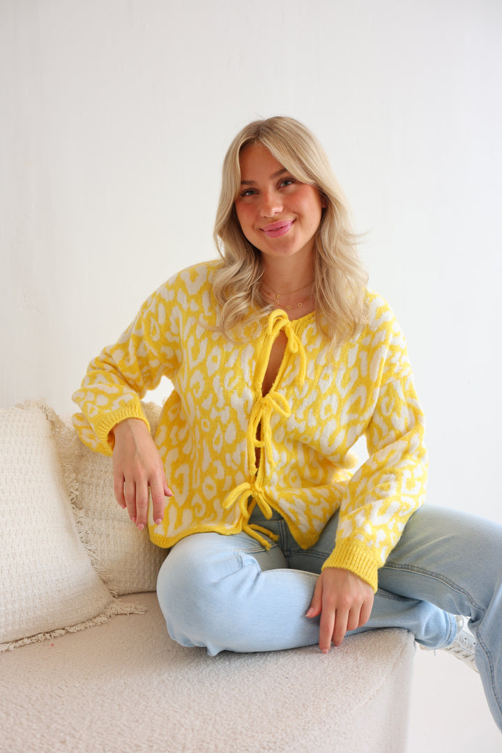 Cardigan zum Binden mit Leoprint Nira