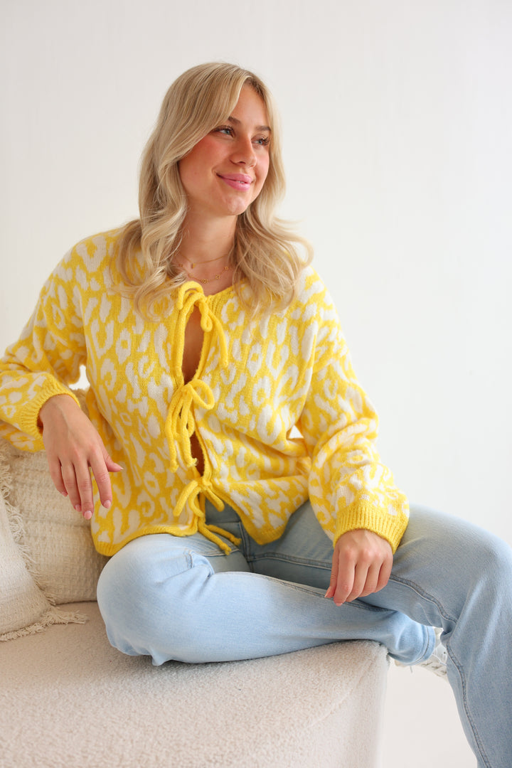 Cardigan zum Binden mit Leoprint Nira