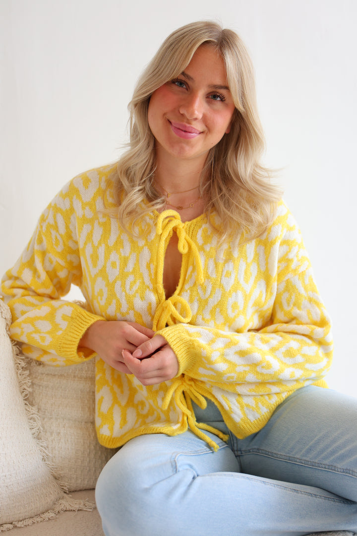 Cardigan zum Binden mit Leoprint Nira