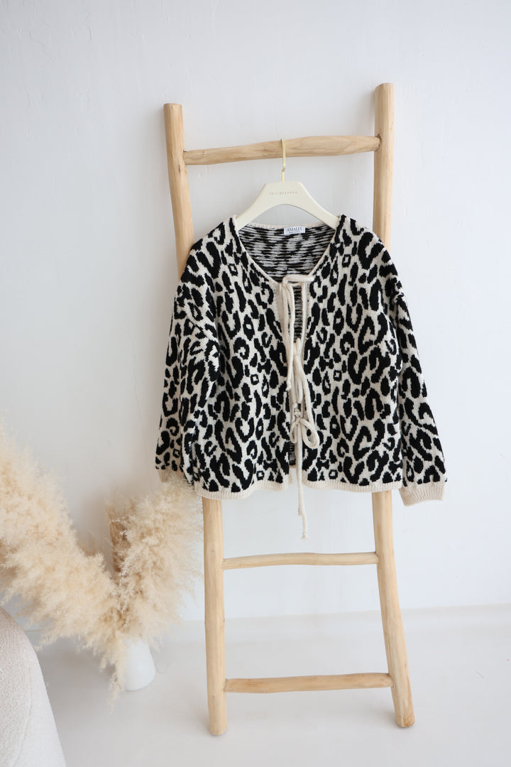 Cardigan zum Binden mit Leoprint Nira