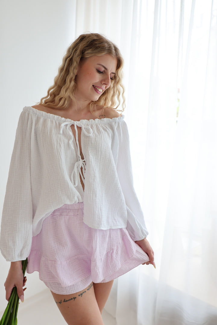Musselinbluse mit Schleifen Milena