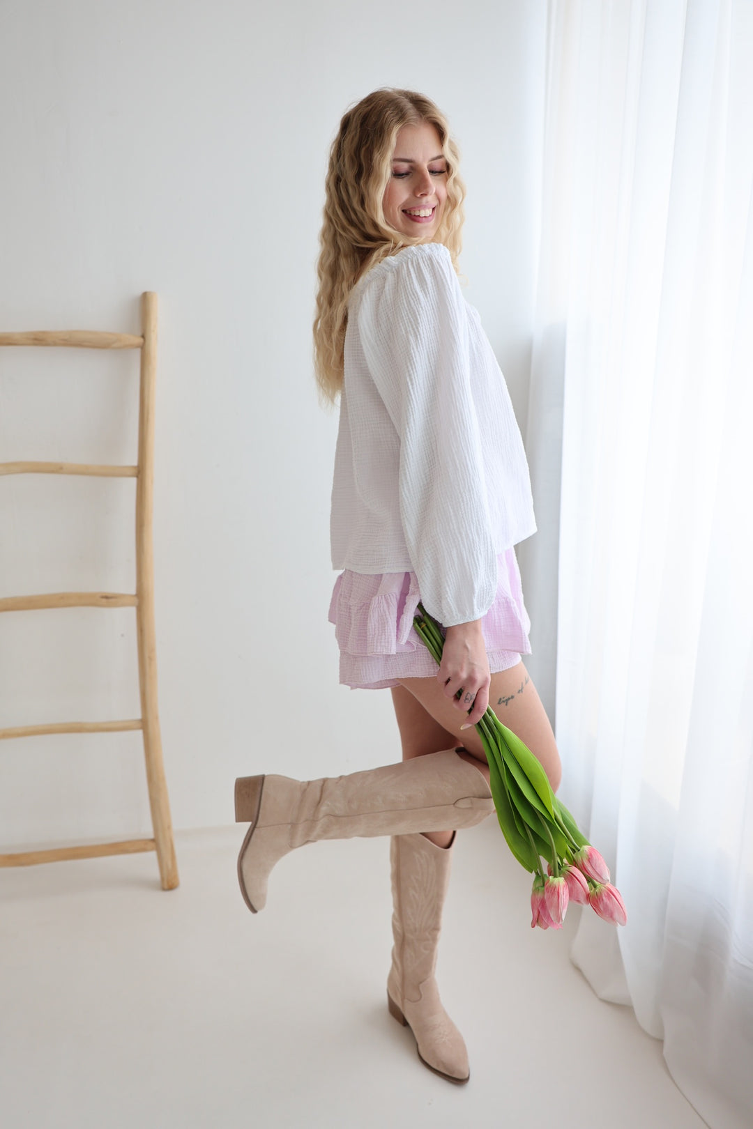 Musselinbluse mit Schleifen Milena