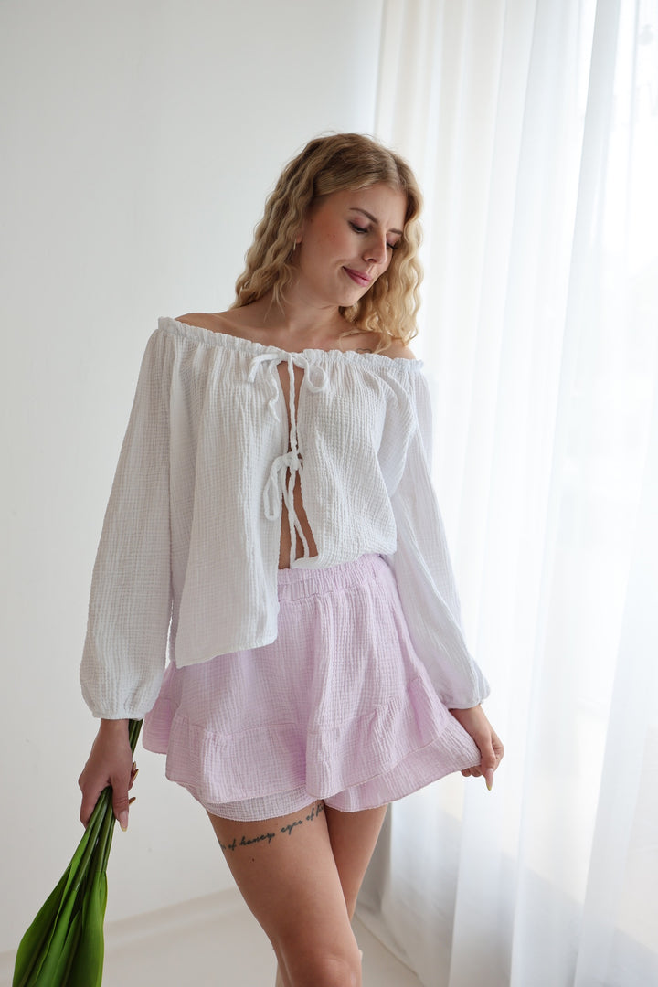 Musselinbluse mit Schleifen Milena