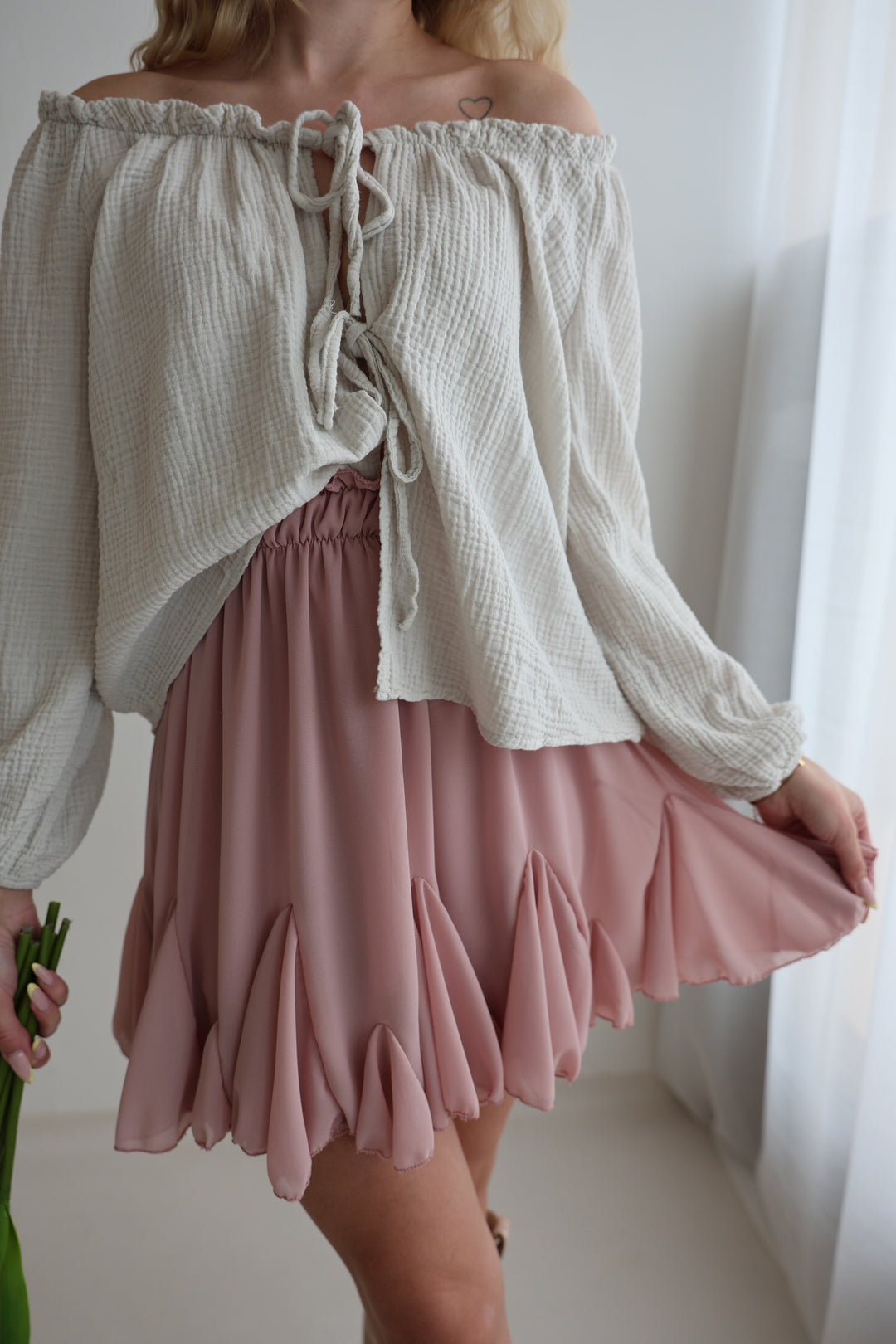 Musselinbluse mit Schleifen Milena