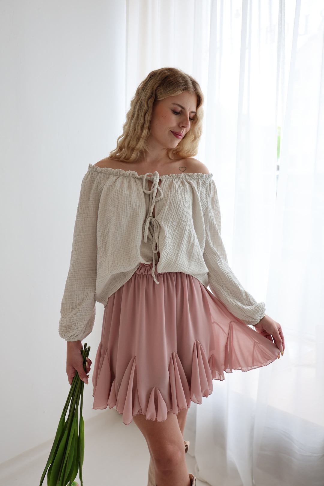 Musselinbluse mit Schleifen Milena