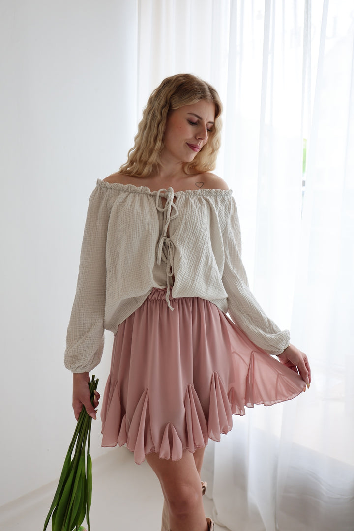 Musselinbluse mit Schleifen Milena