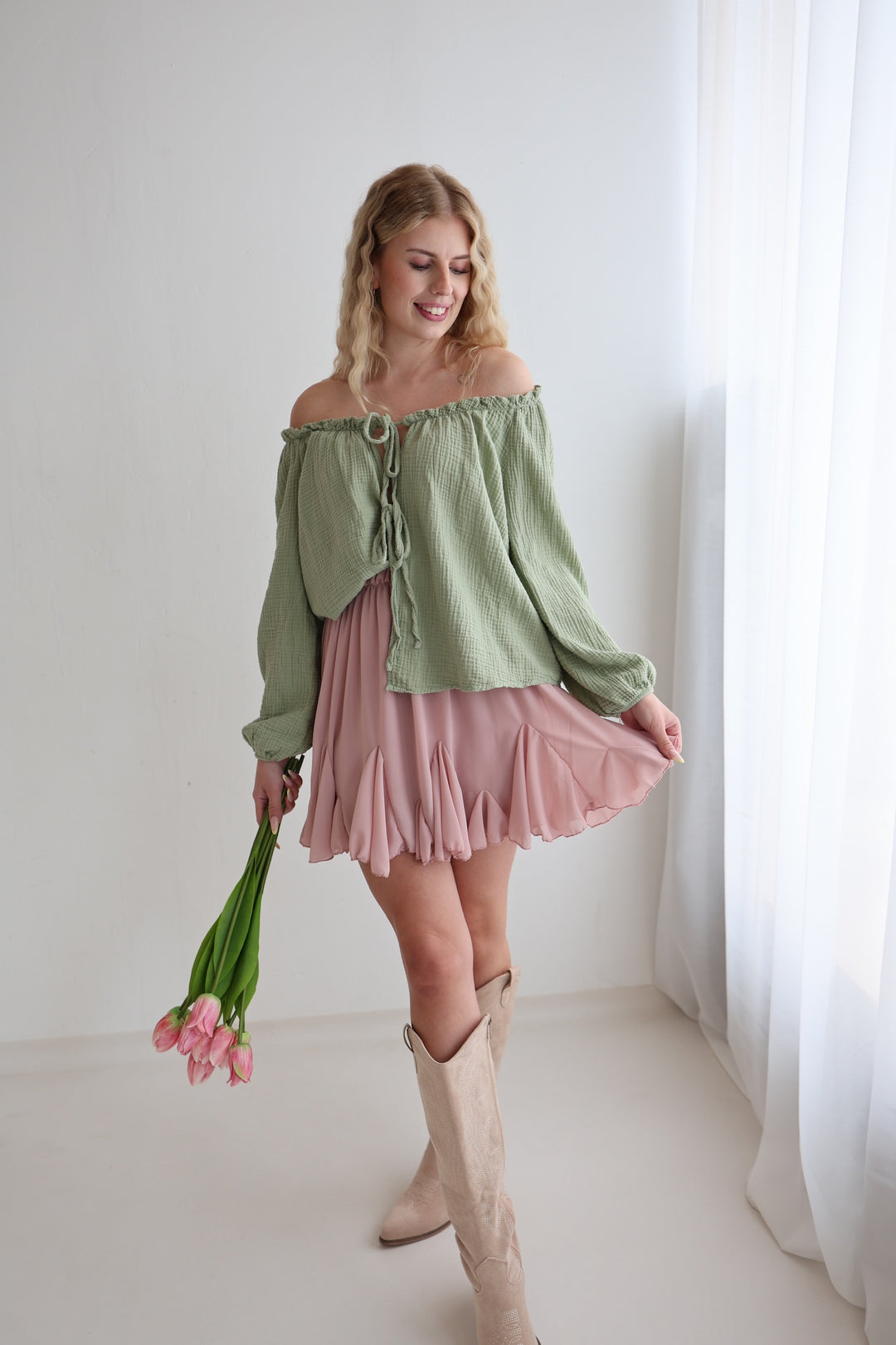 Musselinbluse mit Schleifen Milena