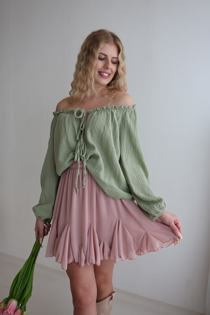 Musselinbluse mit Schleifen Milena