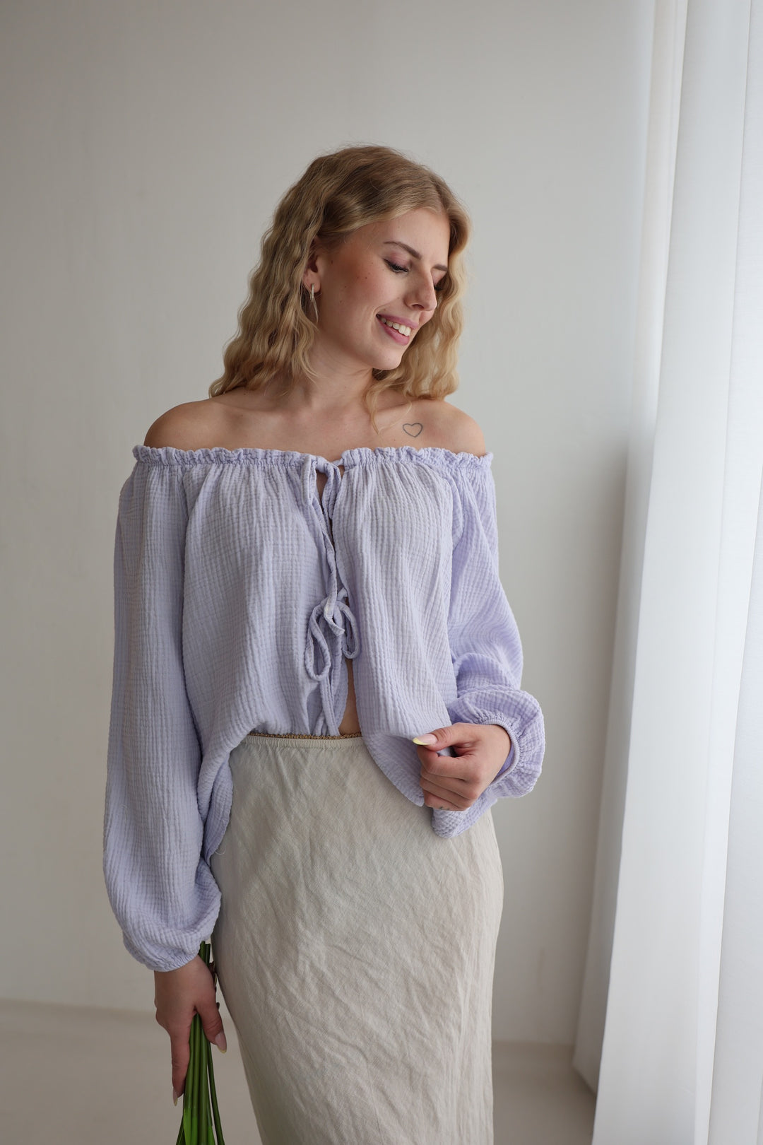 Musselinbluse mit Schleifen Milena