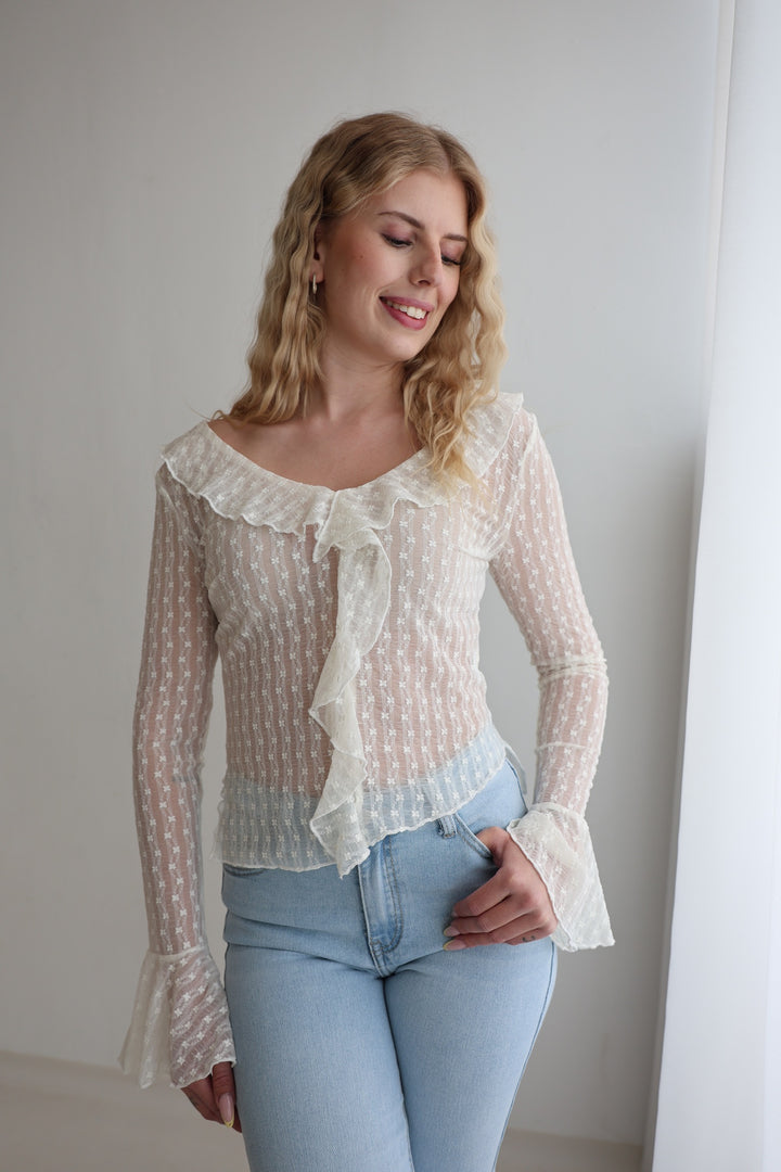 Transparentes Spitzenshirt Emmi