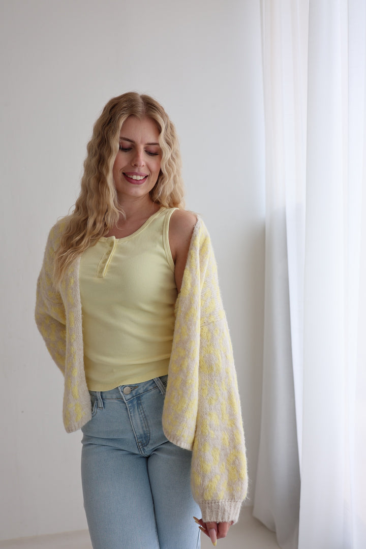 Offener Cardigan mit Leoprint