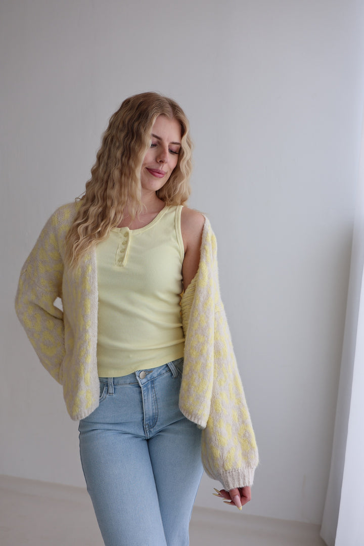 Offener Cardigan mit Leoprint