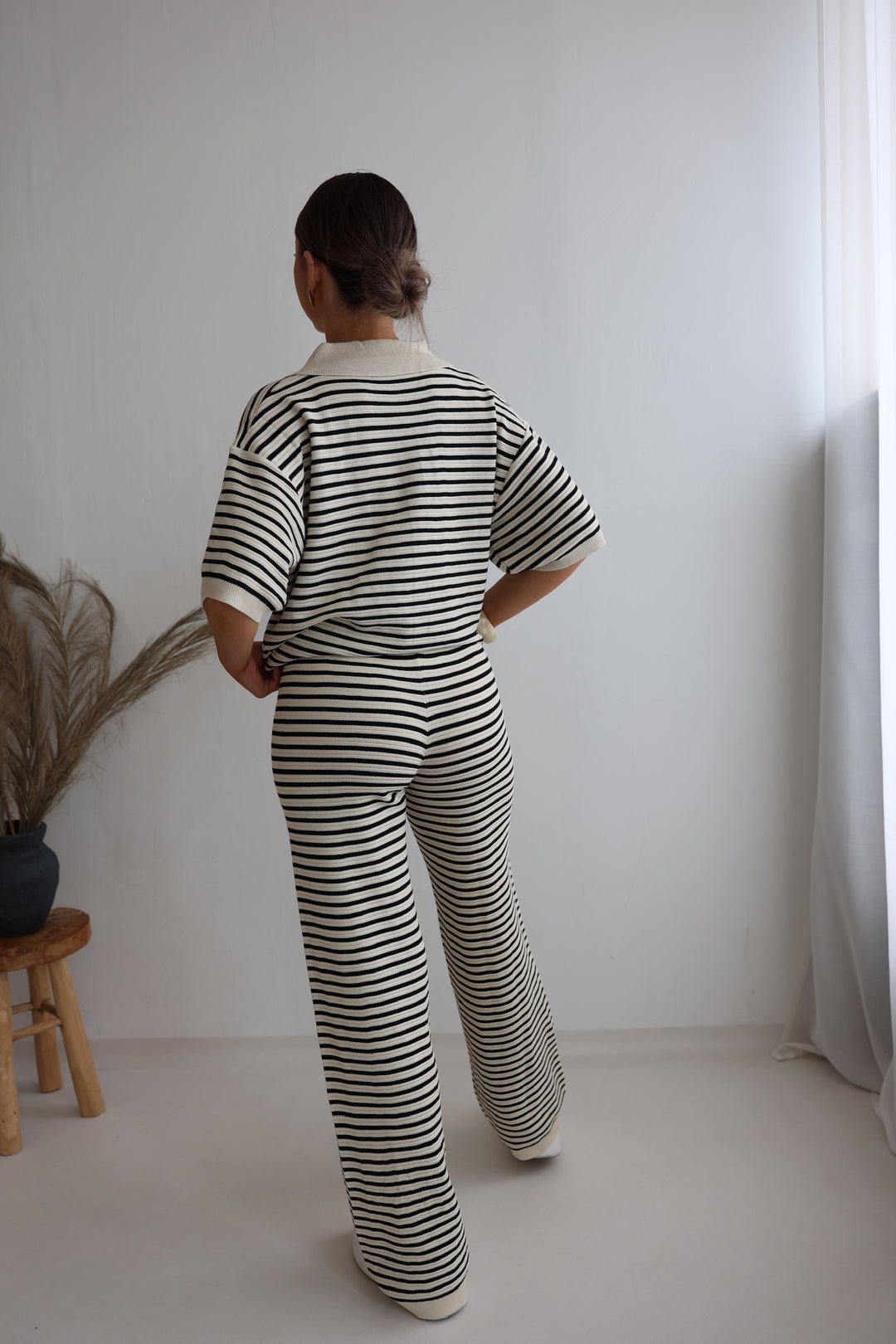 Gestreifte Hose mit Lochstrickmuster Cool Fit