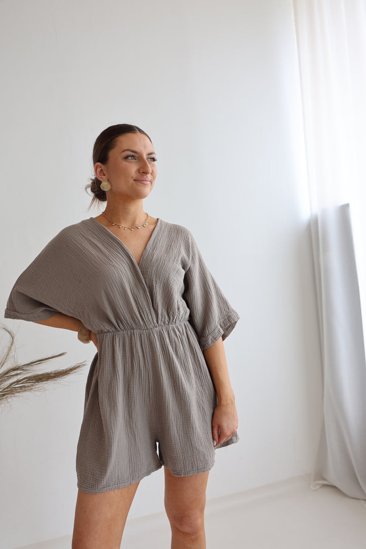 Musselin-Jumpsuit mit V-Ausschnitt Mara